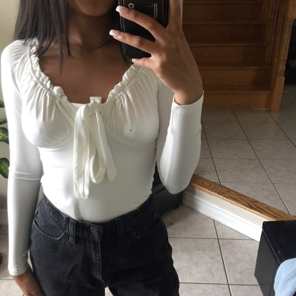 Fashion Nova White Milkmaid Bodysuit - Picture 2 of 2